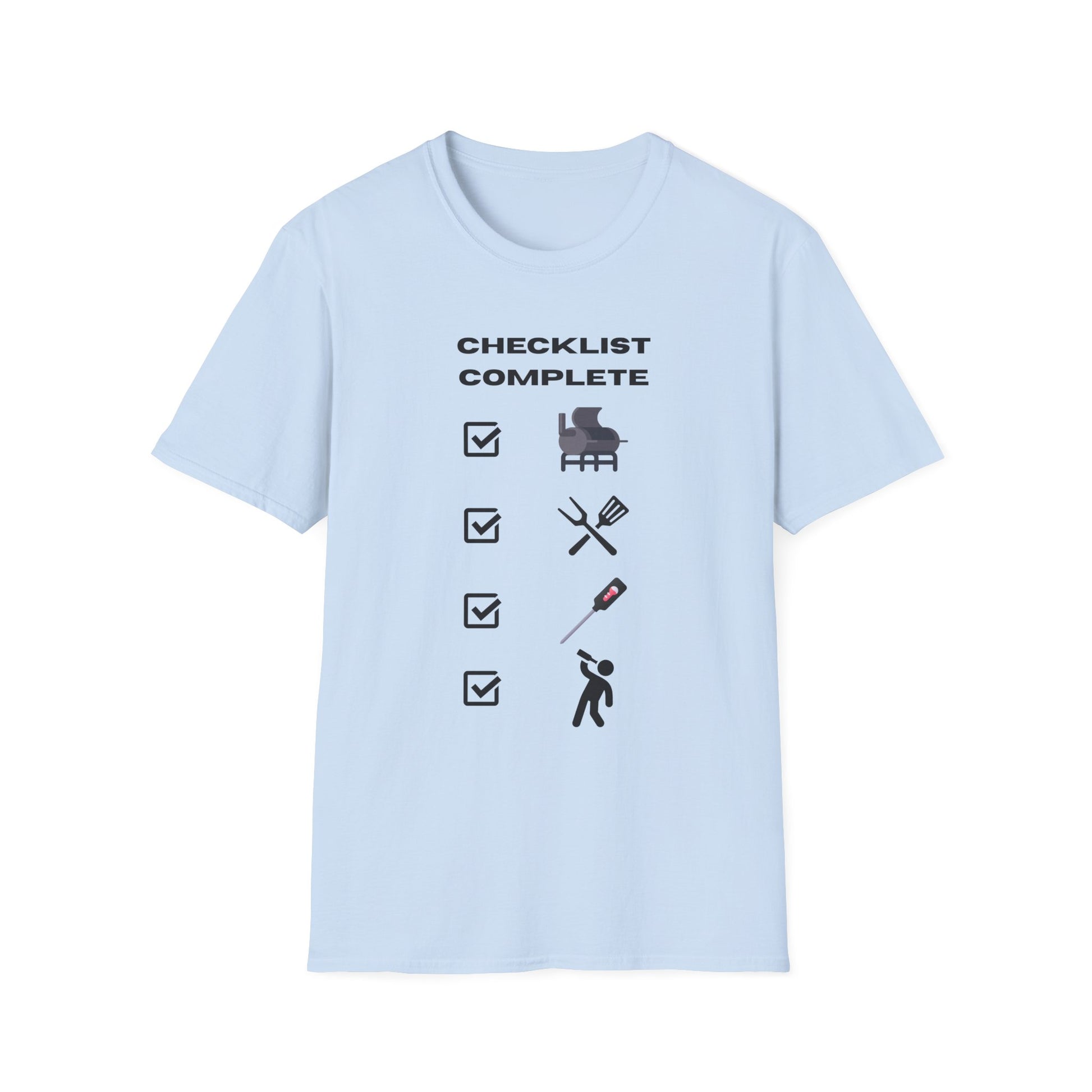 Checklist Complete™ Smoker Dad Edition – Funny Weekend Grilling T-Shirt for Backyard Kings.