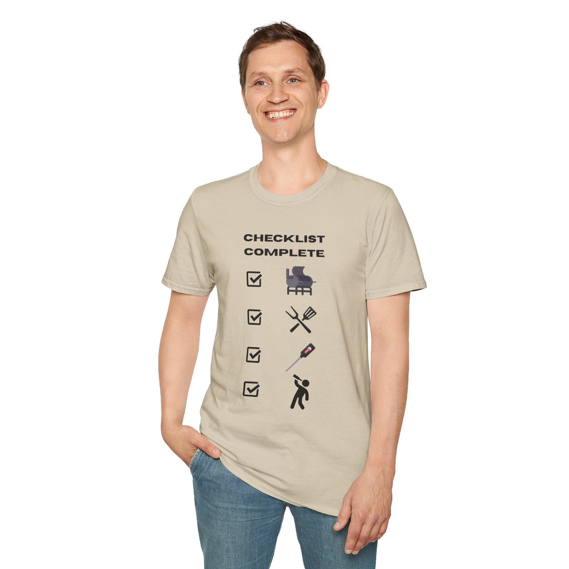 Checklist Complete™ Smoker Dad Edition – Funny Weekend Grilling T-Shirt for Backyard Kings.