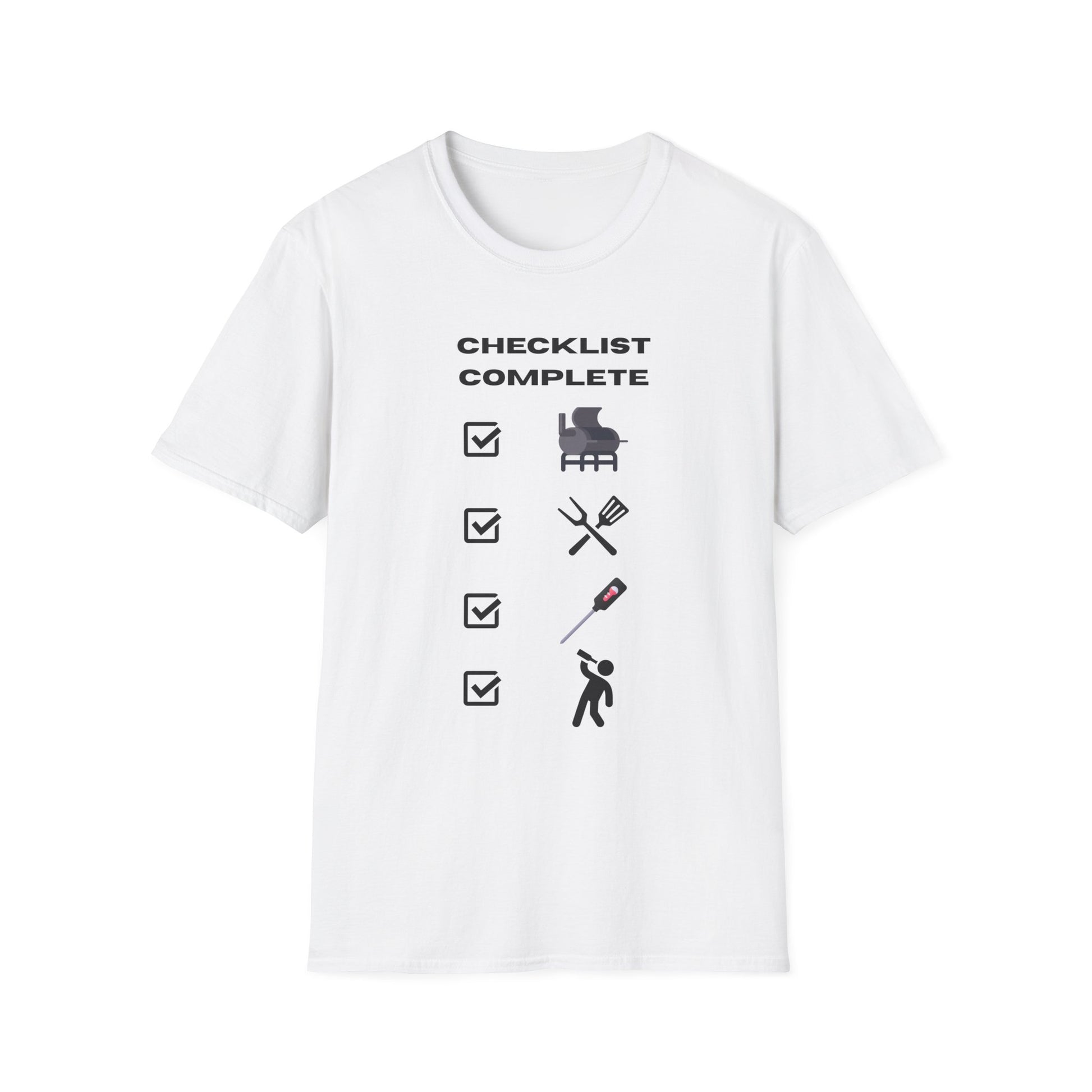 Checklist Complete™ Smoker Dad Edition – Funny Weekend Grilling T-Shirt for Backyard Kings.