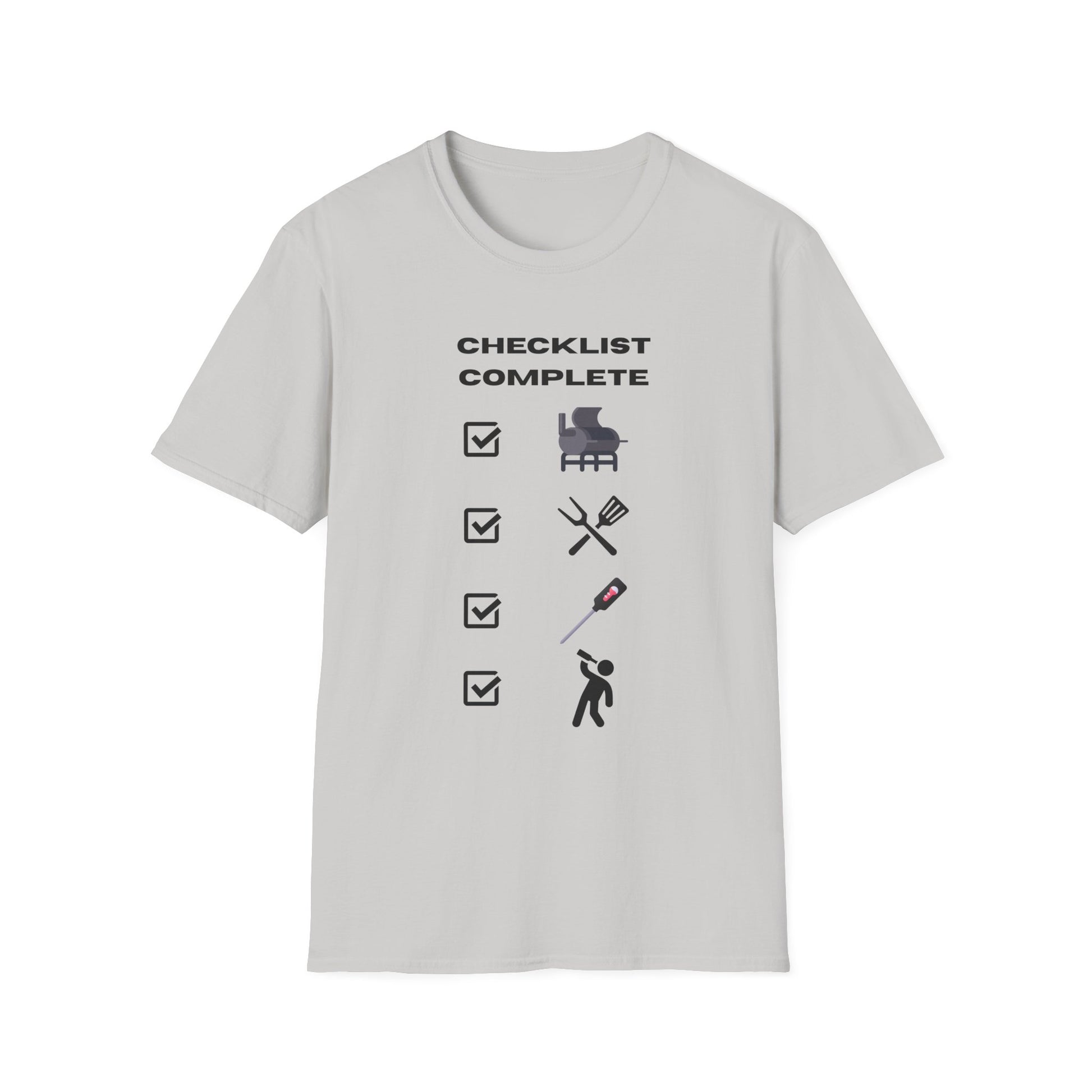 Checklist Complete™ Smoker Dad Edition – Funny Weekend Grilling T-Shirt for Backyard Kings.