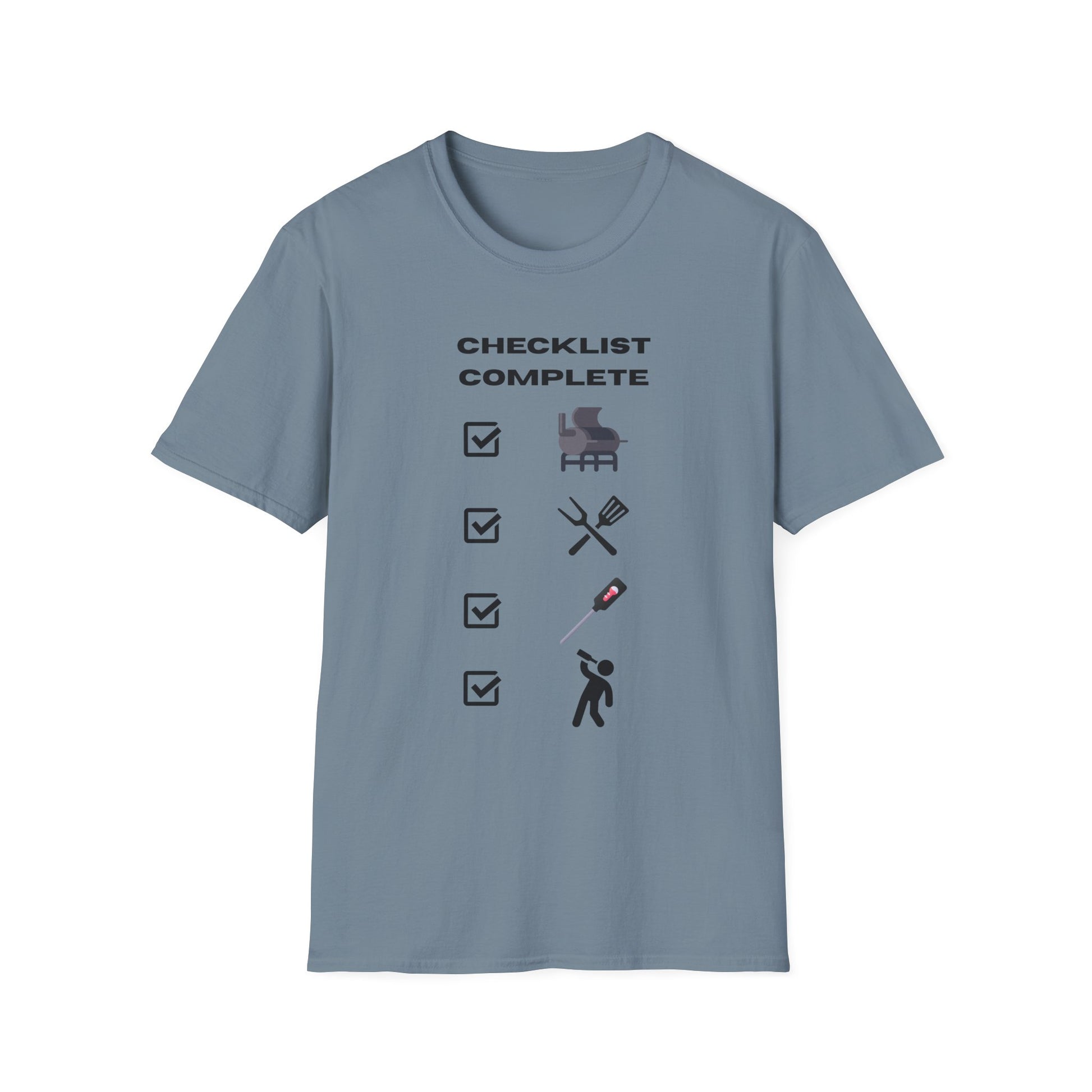 Checklist Complete™ Smoker Dad Edition – Funny Weekend Grilling T-Shirt for Backyard Kings.