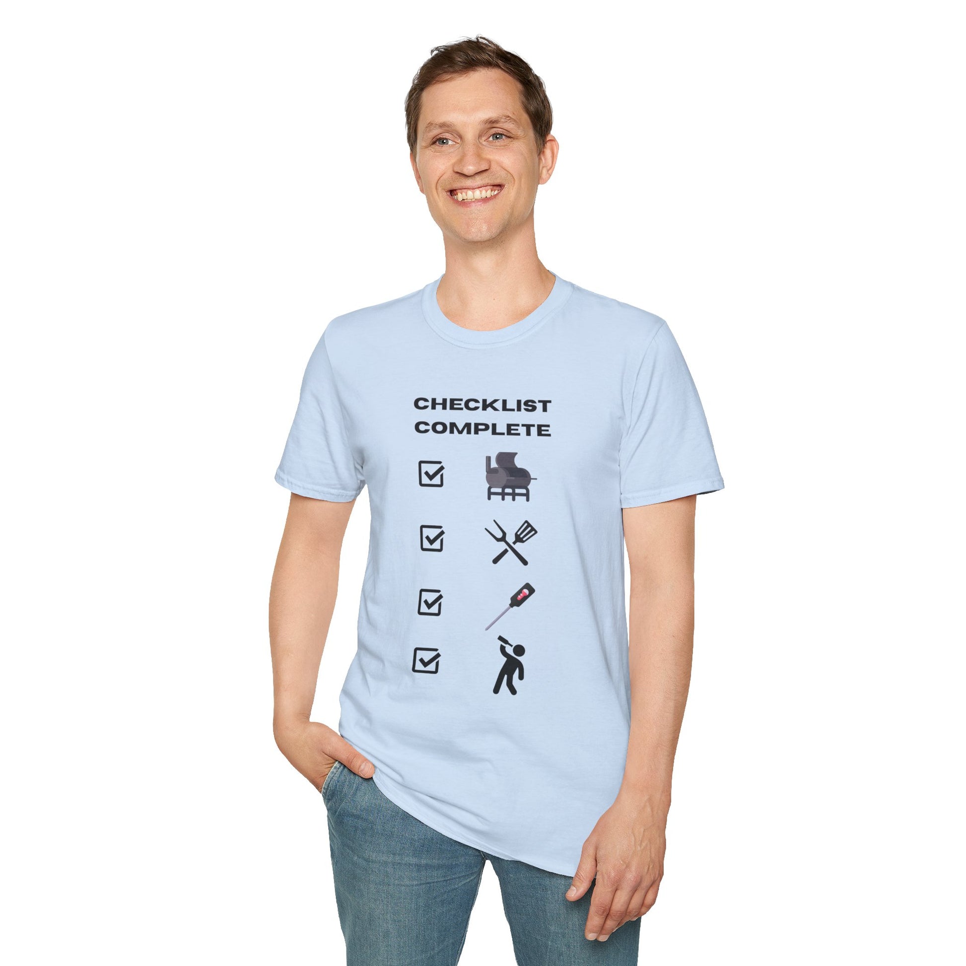 Checklist Complete™ Smoker Dad Edition – Funny Weekend Grilling T-Shirt for Backyard Kings.
